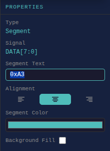 Bus segment properties panel with the value field focused for typing